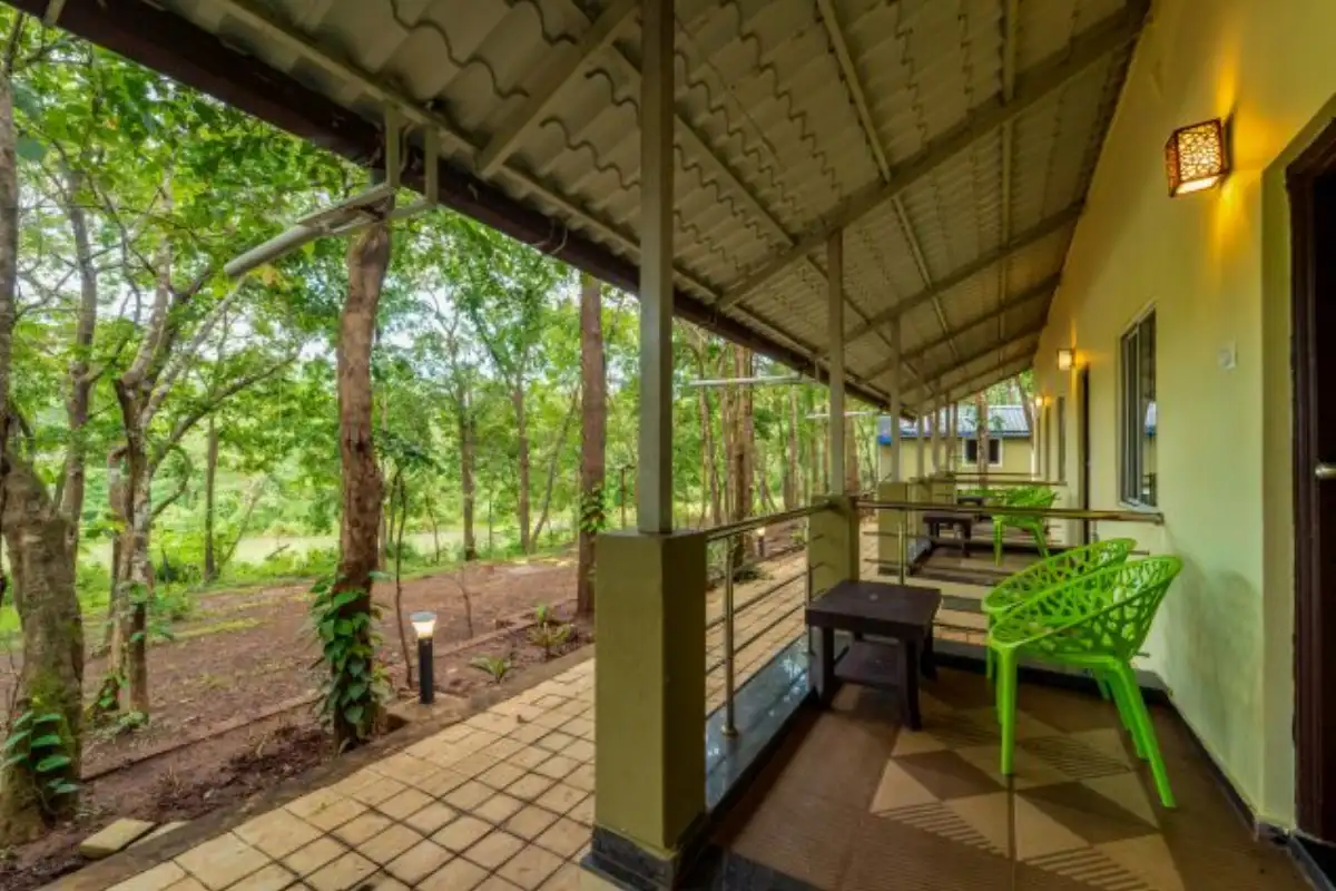 Non-AC room exterior with forest view at Rain Forest Resort Dandeli