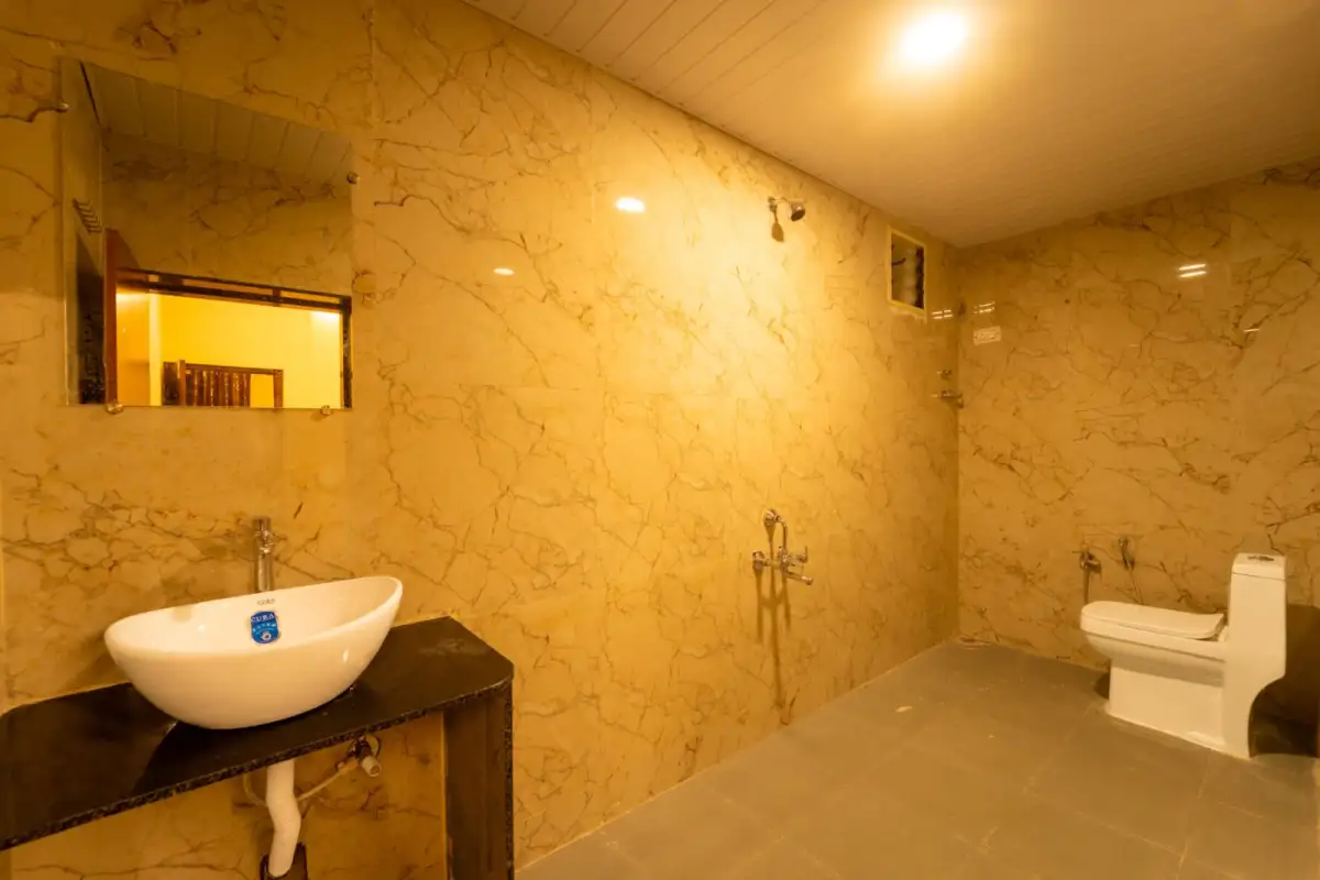 Clean common washroom facilities at Wild Mist Jungle Stay Dandeli